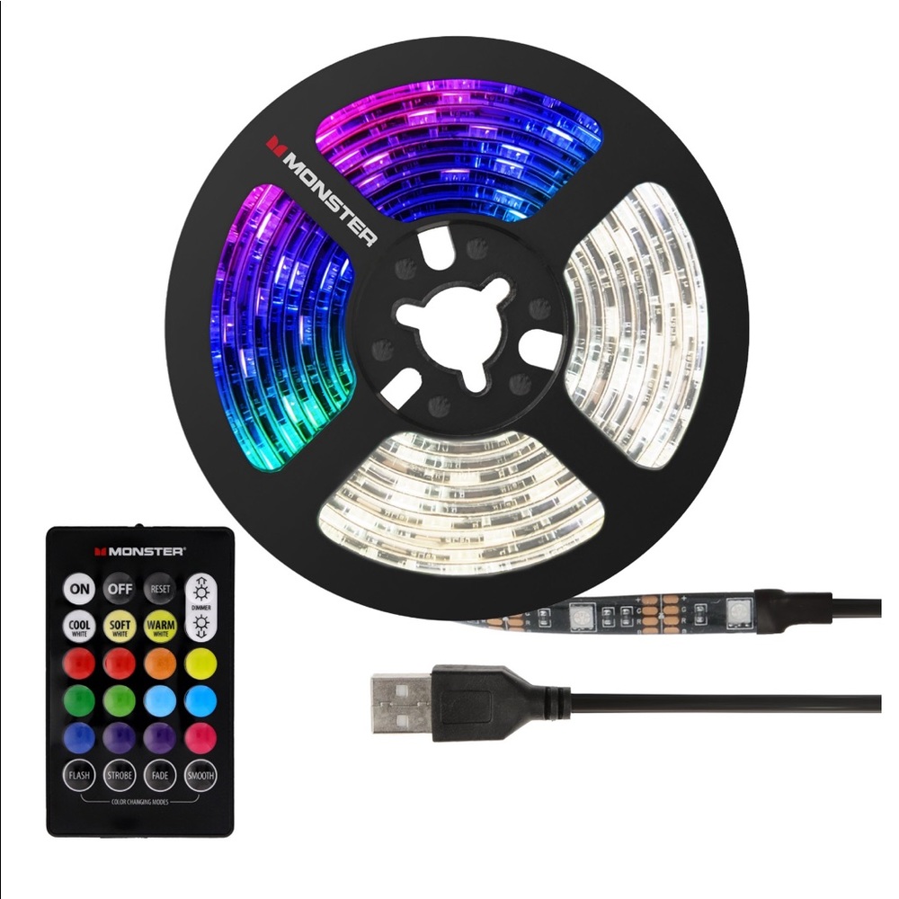 NWT Monster 6.5ft Multi Color LED Light Strip with Remote